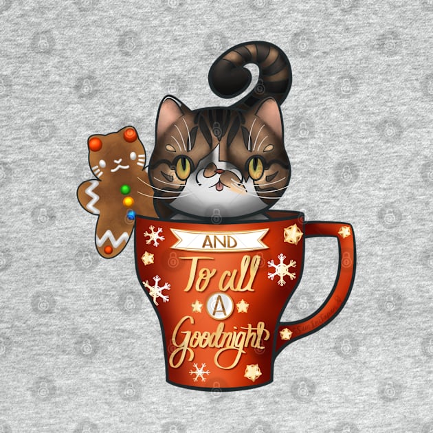 “And to all a goodnight” Sweet Sugar the tabby with a gingerbread man in a teacup by SamInJapan